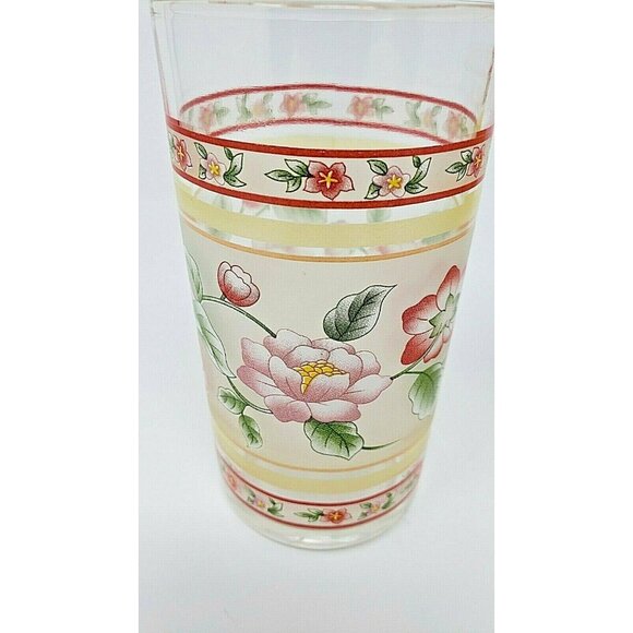 Flower Juice Glasses Tumblers Set of Two 5 in Tall 250 ML - Picture 3 of 5